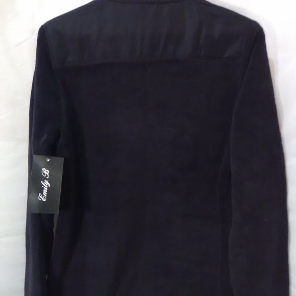 Emily B Ladies Long Sleeve Teddy Bear Fleece Jacket Color Black Size Small - Picture 3 of 5